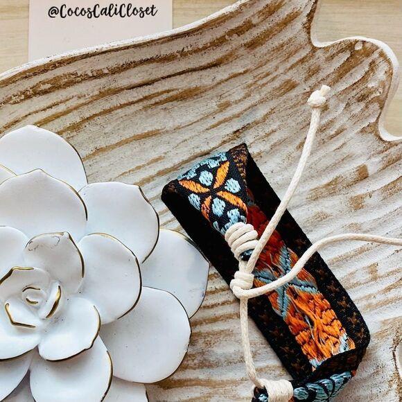 Boho Embroidered Mayan Style Adjustable Friendship Bracelet NWT - Picture 9 of 13